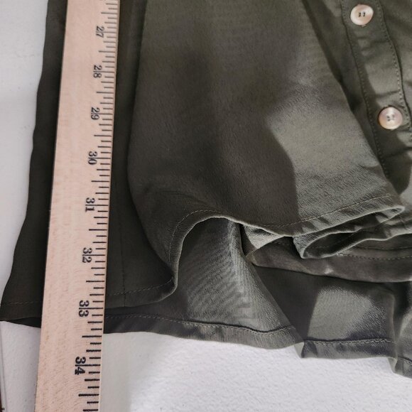 Entro Dress Womens Medium Olive Green Button Down Tie Waist Short Sleeve Lined - Picture 5 of 12